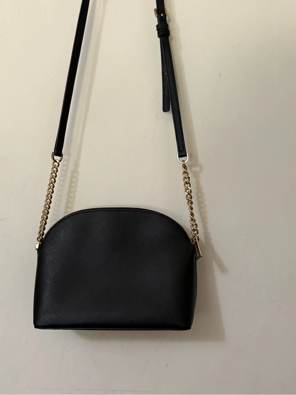 Michael Kors Black Leather Crossbody with Gold Chain Strap